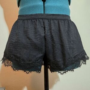 Victoria's Secret Snake Print Black Satin Lace Trim Shorts Siren Loungewear